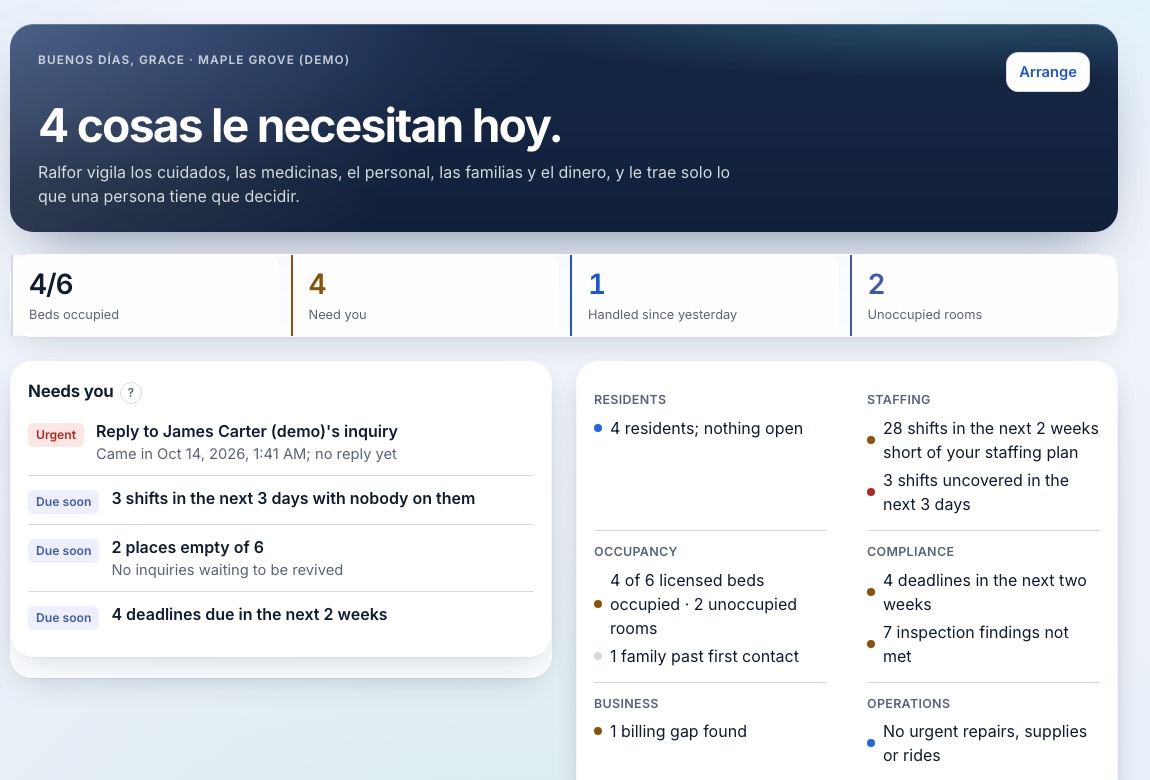 The Today screen in Spanish.